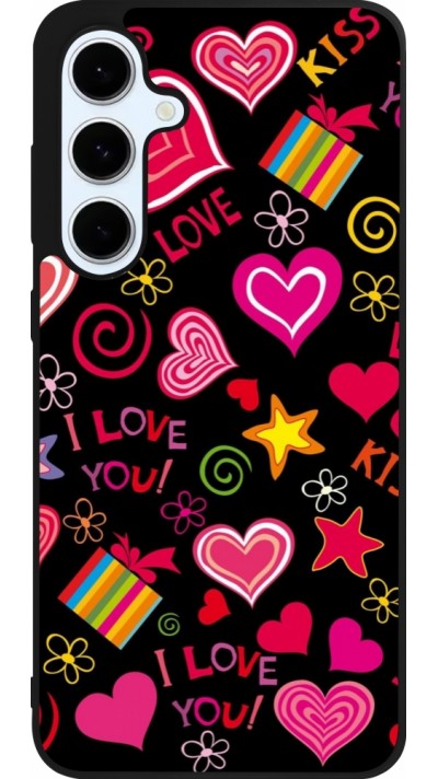 Coque Samsung Galaxy S24 FE - Silicone rigide noir Valentine 2023 love symbols Coque Samsung Galaxy S24 FE - Silicone rigide noir Valentine 2023 love symbols