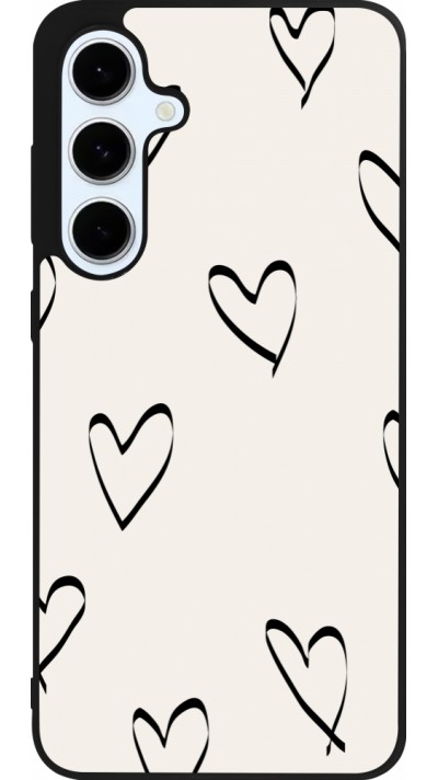 Coque Samsung Galaxy S24 FE - Silicone rigide noir Valentine 2023 minimalist hearts Coque Samsung Galaxy S24 FE - Silicone rigide noir Valentine 2023 minimalist hearts
