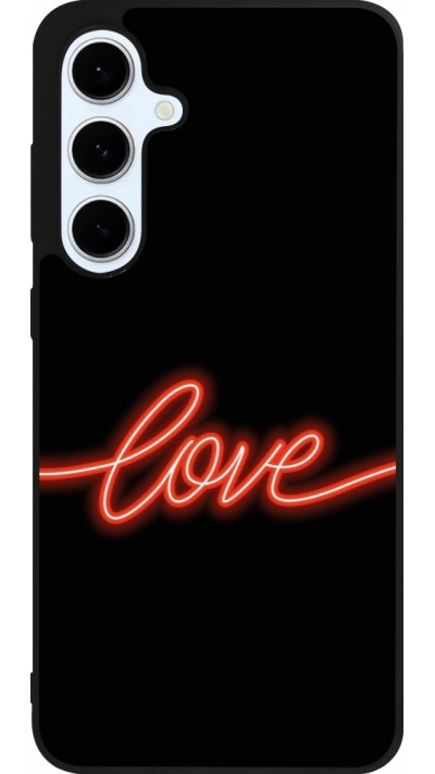 Coque Samsung Galaxy S24 FE - Silicone rigide noir Valentine 2023 neon love Coque Samsung Galaxy S24 FE - Silicone rigide noir Valentine 2023 neon love