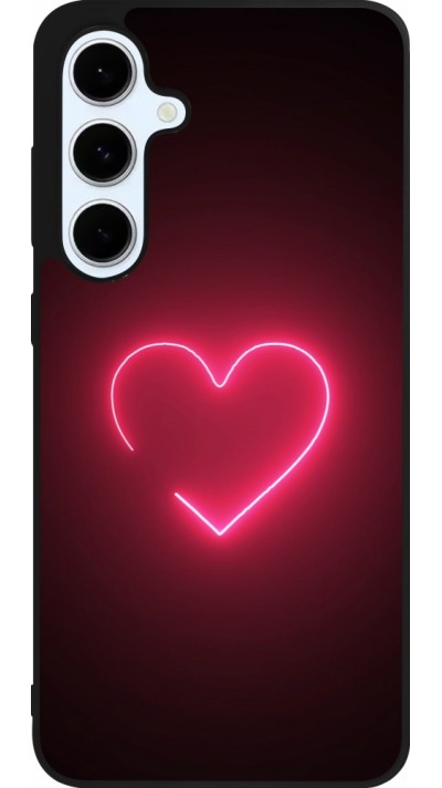 Coque Samsung Galaxy S24 FE - Silicone rigide noir Valentine 2023 single neon heart Coque Samsung Galaxy S24 FE - Silicone rigide noir Valentine 2023 single neon heart