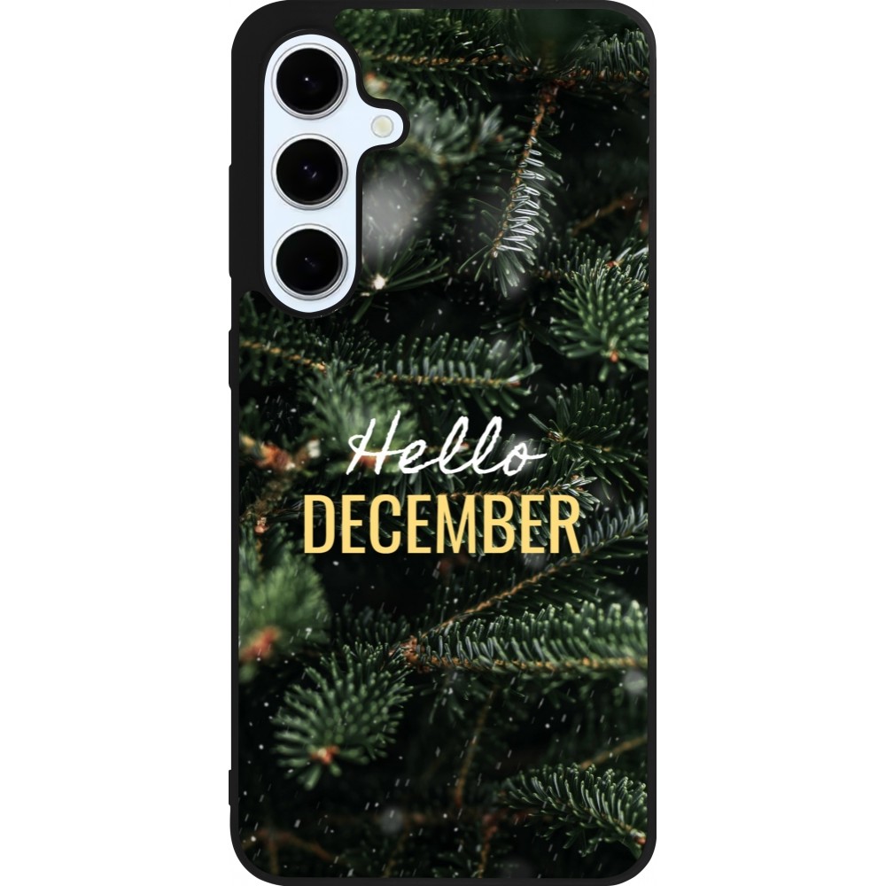 Coque Samsung Galaxy S24 FE - Silicone rigide noir Winter 25 Winter hello december