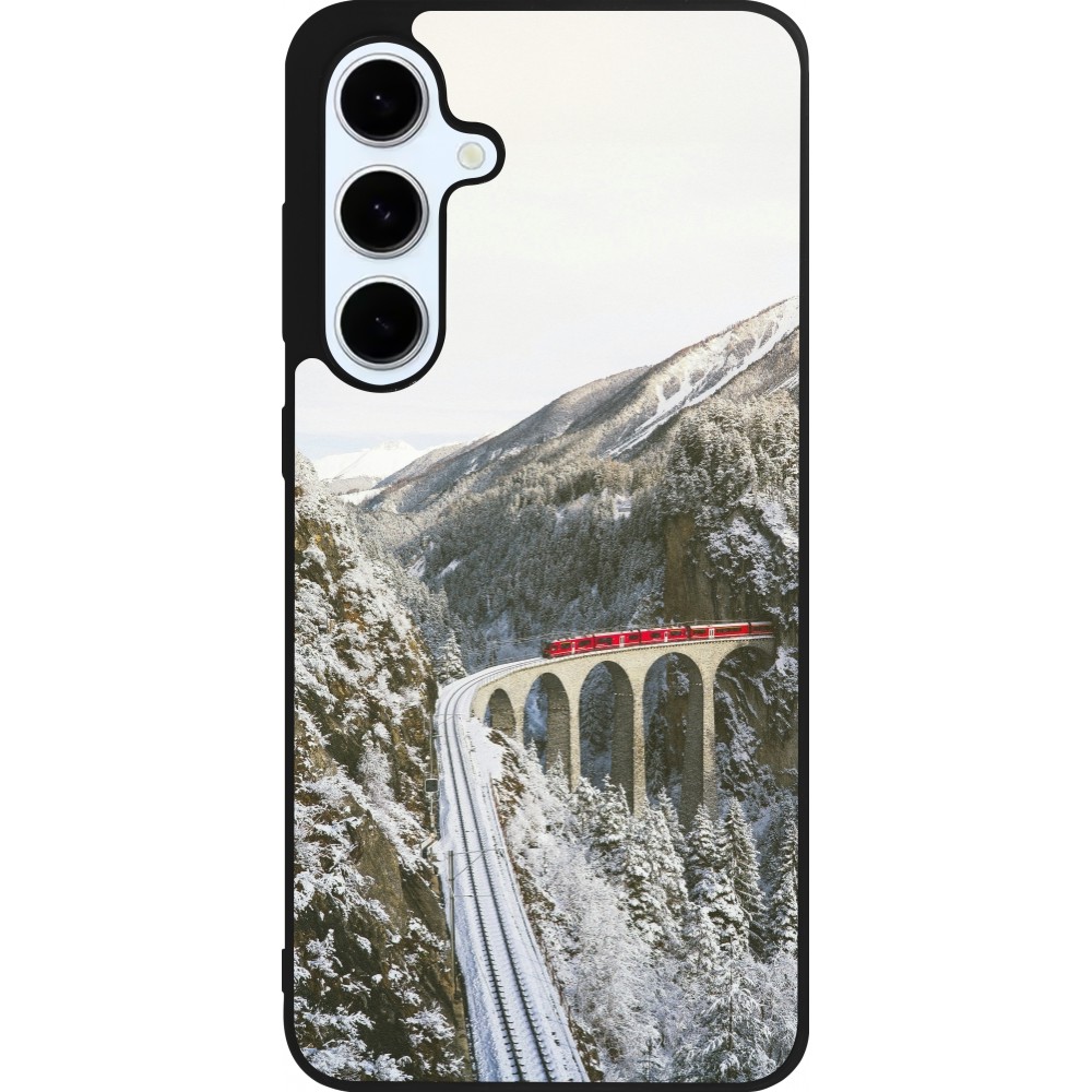 Coque Samsung Galaxy S24 FE - Silicone rigide noir Winter 25 Winter polar express
