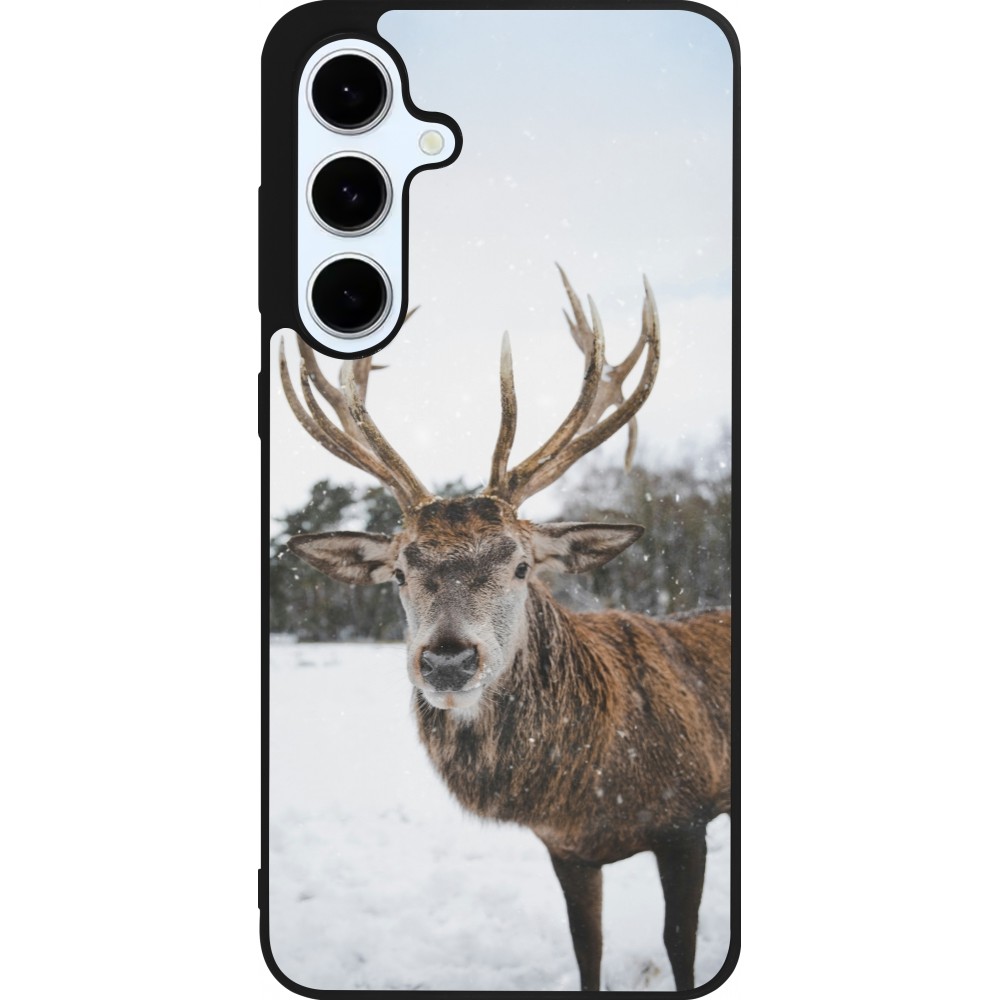 Coque Samsung Galaxy S24 FE - Silicone rigide noir Winter 25 Winter reindeer