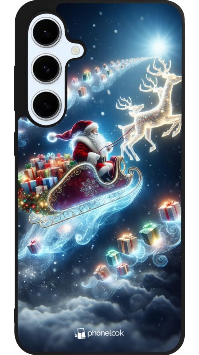Coque Samsung Galaxy S24 FE - Silicone rigide noir Noël 2023 Père Noël enchanté Coque Samsung Galaxy S24 FE - Silicone rigide noir Noël 2023 Père Noël enchanté