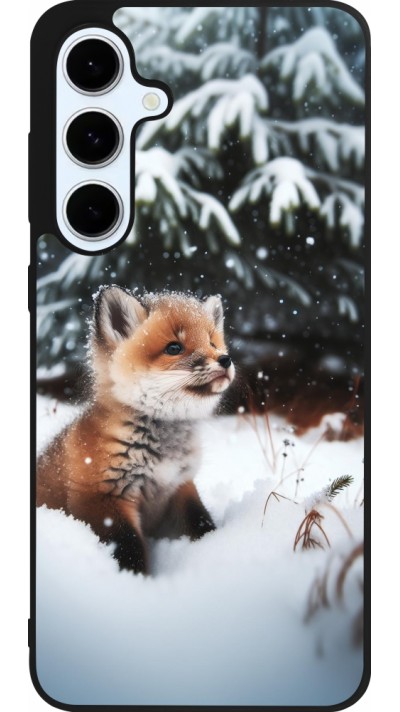 Coque Samsung Galaxy S24 FE - Silicone rigide noir Noël 2023 Renardeau sapin Coque Samsung Galaxy S24 FE - Silicone rigide noir Noël 2023 Renardeau sapin