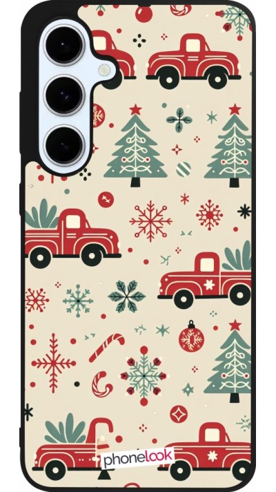 Coque Samsung Galaxy S24 FE - Silicone rigide noir Noël 2024 Camion Sapin