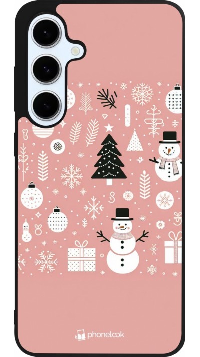 Coque Samsung Galaxy S24 FE - Silicone rigide noir Noël 2024 Rose Snowman Christmas Coque Samsung Galaxy S24 FE - Silicone rigide noir Noël 2024 Rose Snowman Christmas