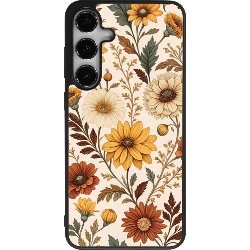 Coque Samsung Galaxy S24+ - Silicone rigide noir Autumn 25 Flower pattern