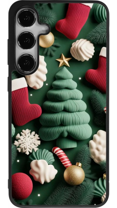 Coque Samsung Galaxy S24+ - Silicone rigide noir Christmas 25 Christmas textiles