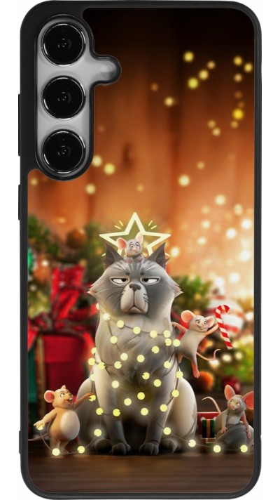 Coque Samsung Galaxy S24+ - Silicone rigide noir Christmas 25 Xmas Cat