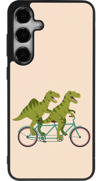 Coque Samsung Galaxy S24+ - Silicone rigide noir Dinosaurs on bikes 2026