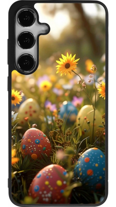 Coque Samsung Galaxy S24+ - Silicone rigide noir Easter 2026 Decorated eggs