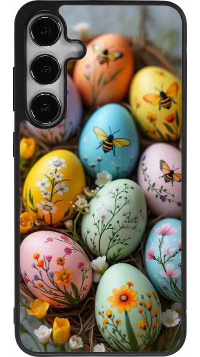Coque Samsung Galaxy S24+ - Silicone rigide noir Easter 2026 Eggs with bees