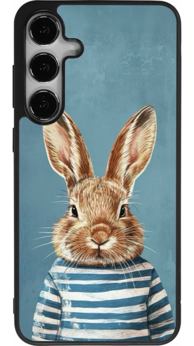 Coque Samsung Galaxy S24+ - Silicone rigide noir Easter 2026 Rabbit navy
