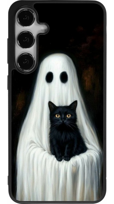 Coque Samsung Galaxy S24+ - Silicone rigide noir Halloween 2025 Ghost with black cat