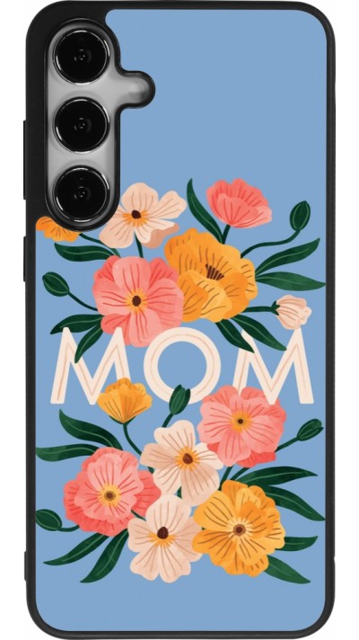 Coque Samsung Galaxy S24+ - Silicone rigide noir Mom 2026 Flowers
