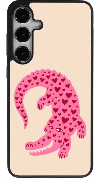 Coque Samsung Galaxy S24+ - Silicone rigide noir Pink crocodile 2026