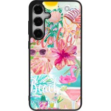Coque Samsung Galaxy S24+ - Silicone rigide noir Preppy Collage Aloha