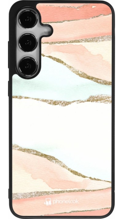 Coque Samsung Galaxy S24+ - Silicone rigide noir Shimmering Orange