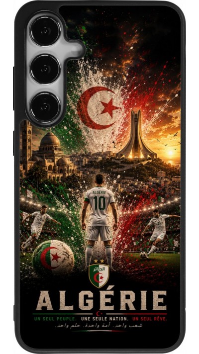 Coque Samsung Galaxy S24+ - Silicone rigide noir Football Algérie splash 2026