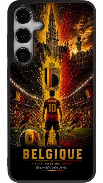 Coque Samsung Galaxy S24+ - Silicone rigide noir Football Belgique splash 2026