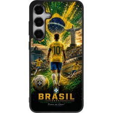 Coque Samsung Galaxy S24+ - Silicone rigide noir Football Brésil splash 2026