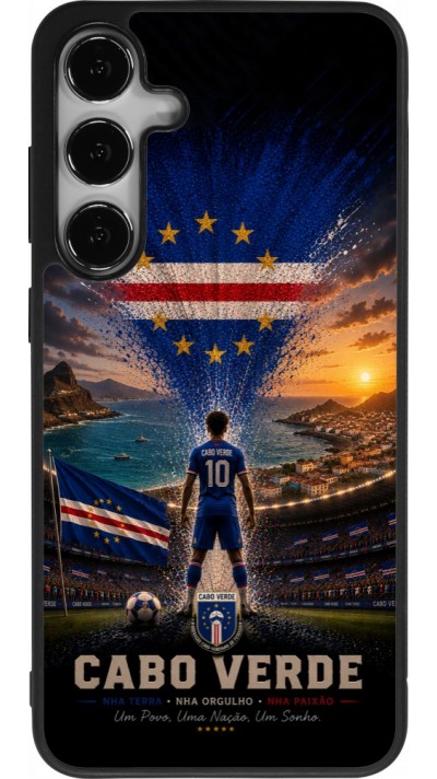 Coque Samsung Galaxy S24+ - Silicone rigide noir Football Cap-Vert splash 2026