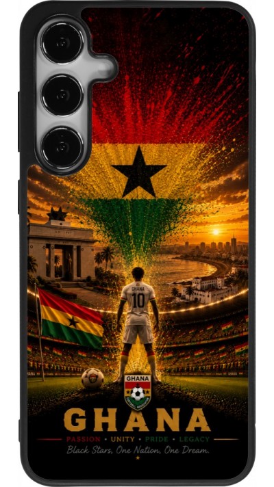 Coque Samsung Galaxy S24+ - Silicone rigide noir Football Ghana splash 2026