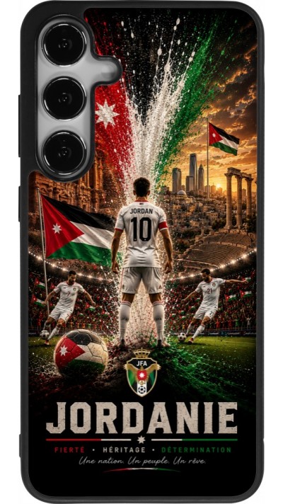 Coque Samsung Galaxy S24+ - Silicone rigide noir Football Jordanie splash 2026