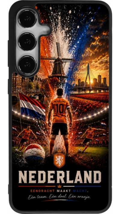 Coque Samsung Galaxy S24+ - Silicone rigide noir Football Pays-Bas splash 2026