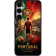 Coque Samsung Galaxy S24+ - Silicone rigide noir Football Portugal splash 2026