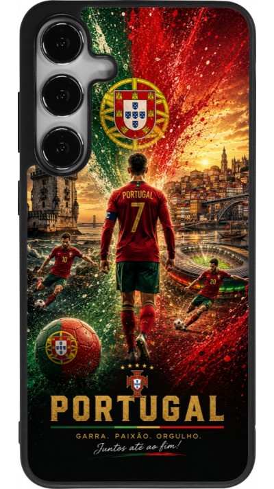 Coque Samsung Galaxy S24+ - Silicone rigide noir Football Portugal splash 2026