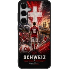Coque Samsung Galaxy S24+ - Silicone rigide noir Football Schweiz splash 2026