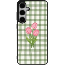 Coque Samsung Galaxy S24+ - Silicone rigide noir Green vichy tulips 2026