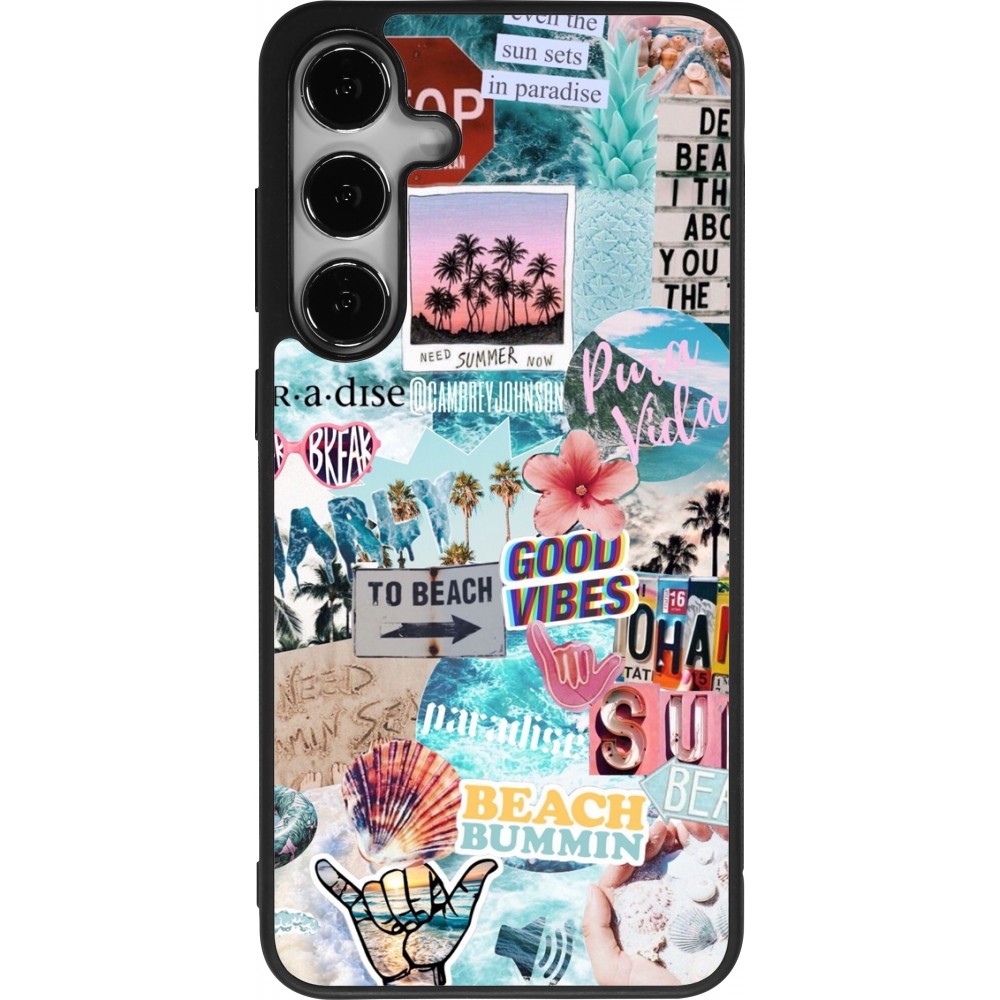 Coque Samsung Galaxy S24+ - Silicone rigide noir Summer 20 collage
