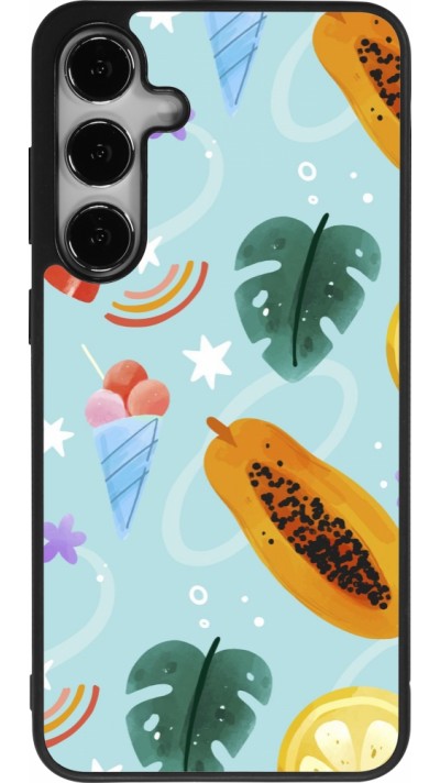 Coque Samsung Galaxy S24+ - Silicone rigide noir Summer 2025 Pattern papaya