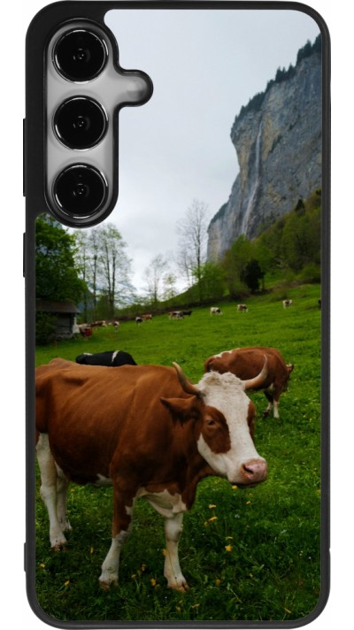 Samsung Galaxy S24+ Case Hülle - Silikon schwarz  Nationalfeiertag Schweiz Kühe