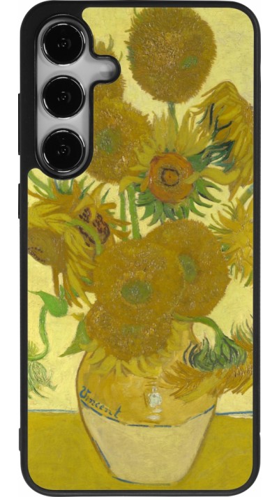 Coque Samsung Galaxy S24+ - Silicone rigide noir Tableau art - Les Tournesols - Van Gogh