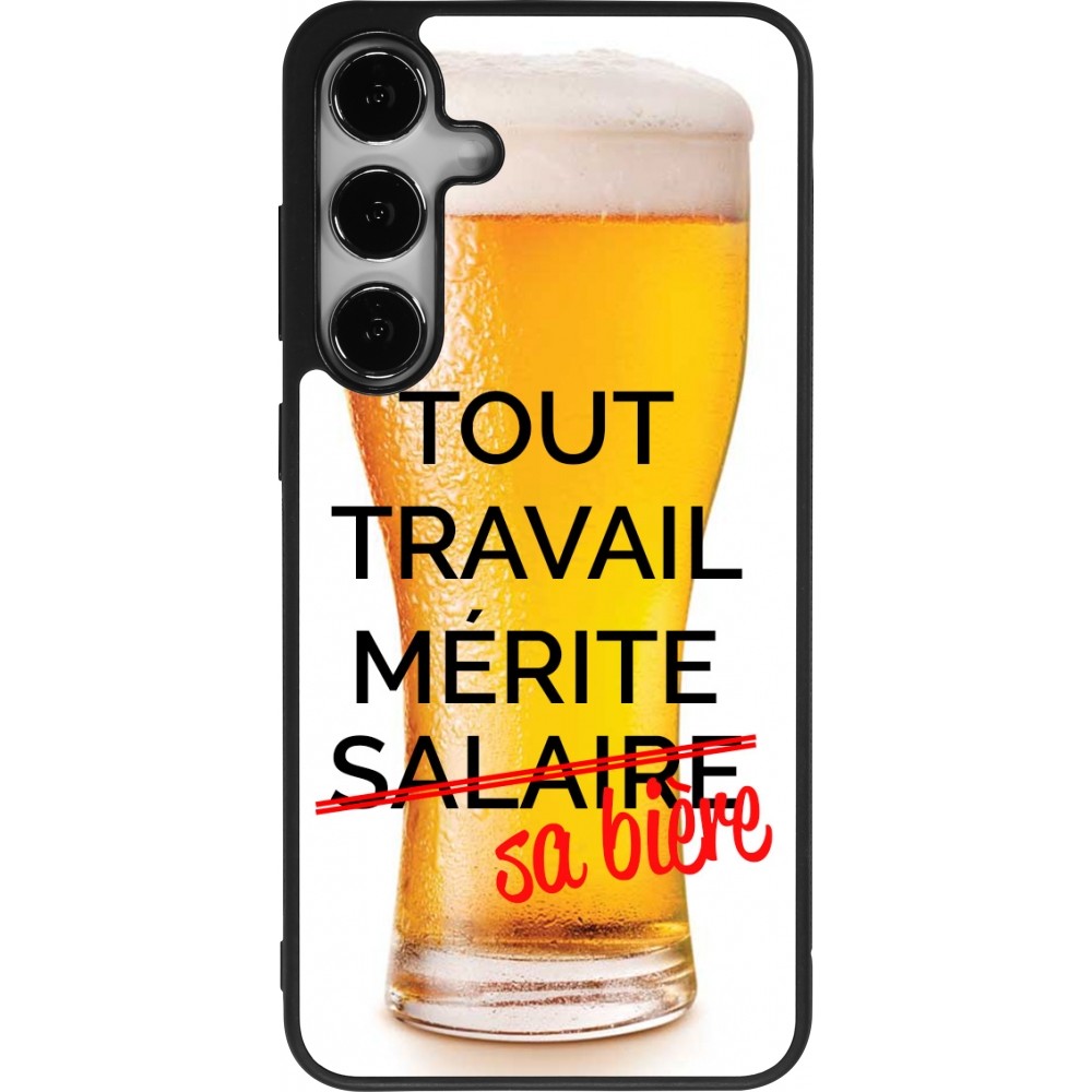 Coque Samsung Galaxy S24+ - Silicone rigide noir Tout travail mérite sa bière