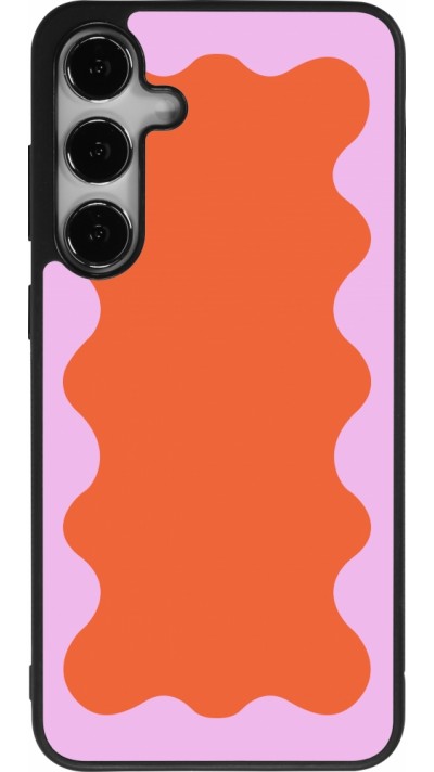 Samsung Galaxy S24+ Case Hülle - Silikon schwarz Wavy Rectangle Orange Pink