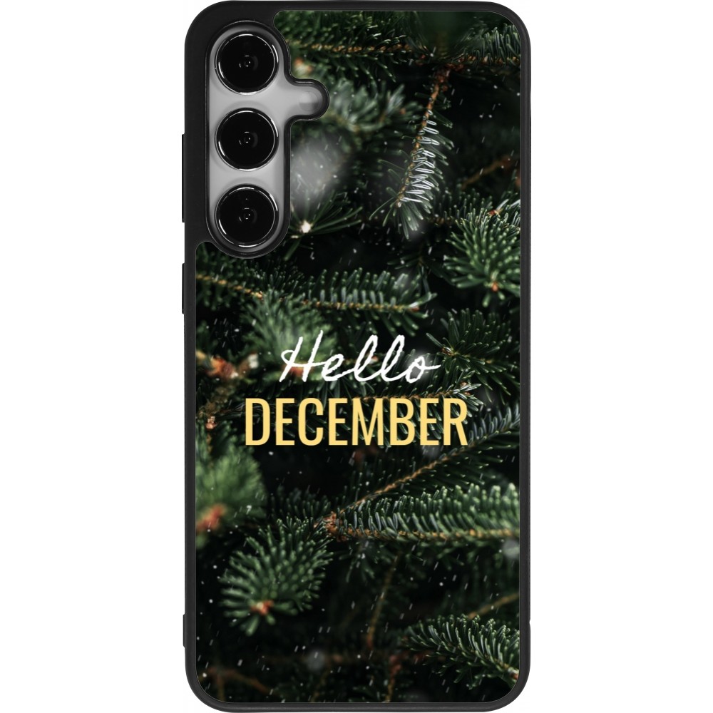 Coque Samsung Galaxy S24+ - Silicone rigide noir Winter 25 Winter hello december