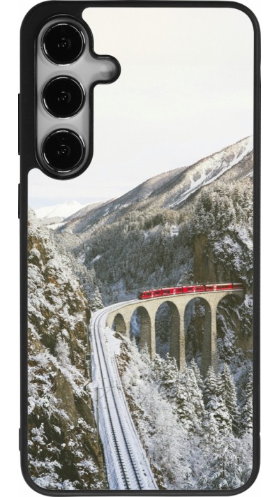 Coque Samsung Galaxy S24+ - Silicone rigide noir Winter 25 Winter polar express