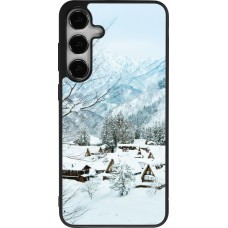 Coque Samsung Galaxy S24+ - Silicone rigide noir Winter 25 Winter snowy landscape