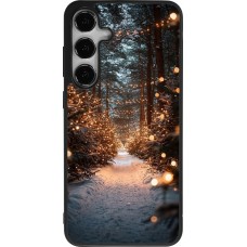 Coque Samsung Galaxy S24+ - Silicone rigide noir Winter 25 Winter snowy road