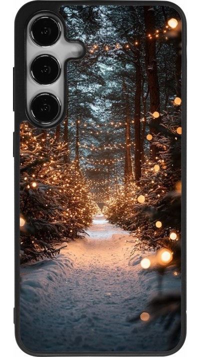Coque Samsung Galaxy S24+ - Silicone rigide noir Winter 25 Winter snowy road