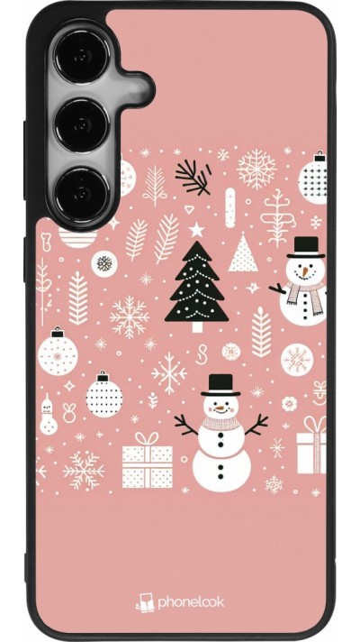 Samsung Galaxy S24+ Case Hülle - Silikon schwarz Weihnachten 2024 Rose Schneemann Weihnachten