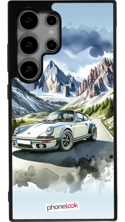 Coque Samsung Galaxy S24 Ultra - Silicone rigide noir Porsche 911 Mountain Watercolor