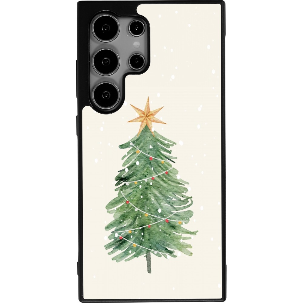 Coque Samsung Galaxy S24 Ultra - Silicone rigide noir Christmas 25 Sketch Tree