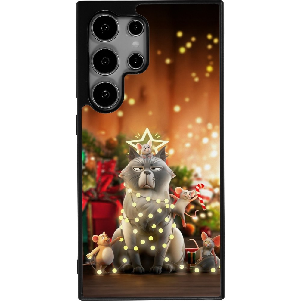 Coque Samsung Galaxy S24 Ultra - Silicone rigide noir Christmas 25 Xmas Cat