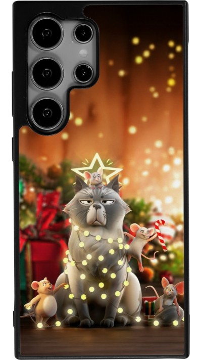 Coque Samsung Galaxy S24 Ultra - Silicone rigide noir Christmas 25 Xmas Cat